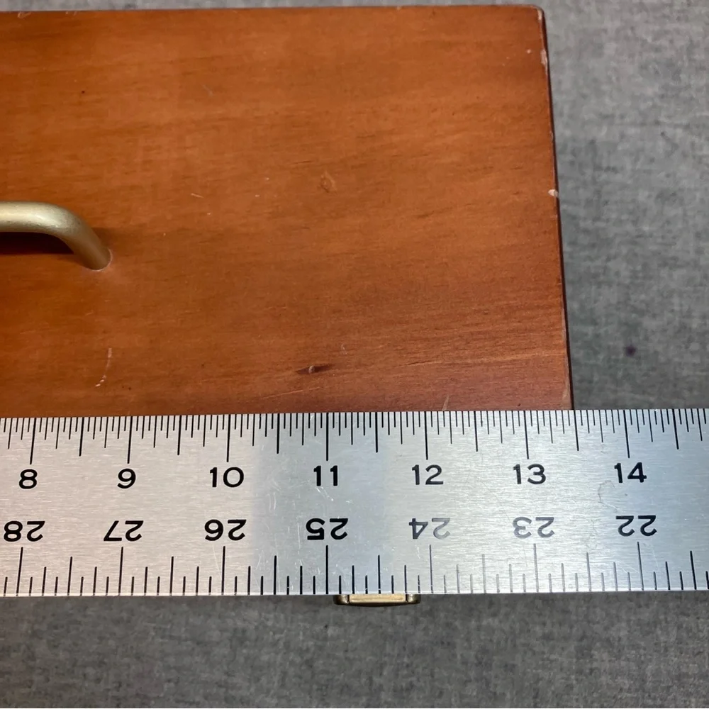 FAO Schwartz Vintage Wooden Box 13” Latch Brown Brass Rocking Horse Logo EUC